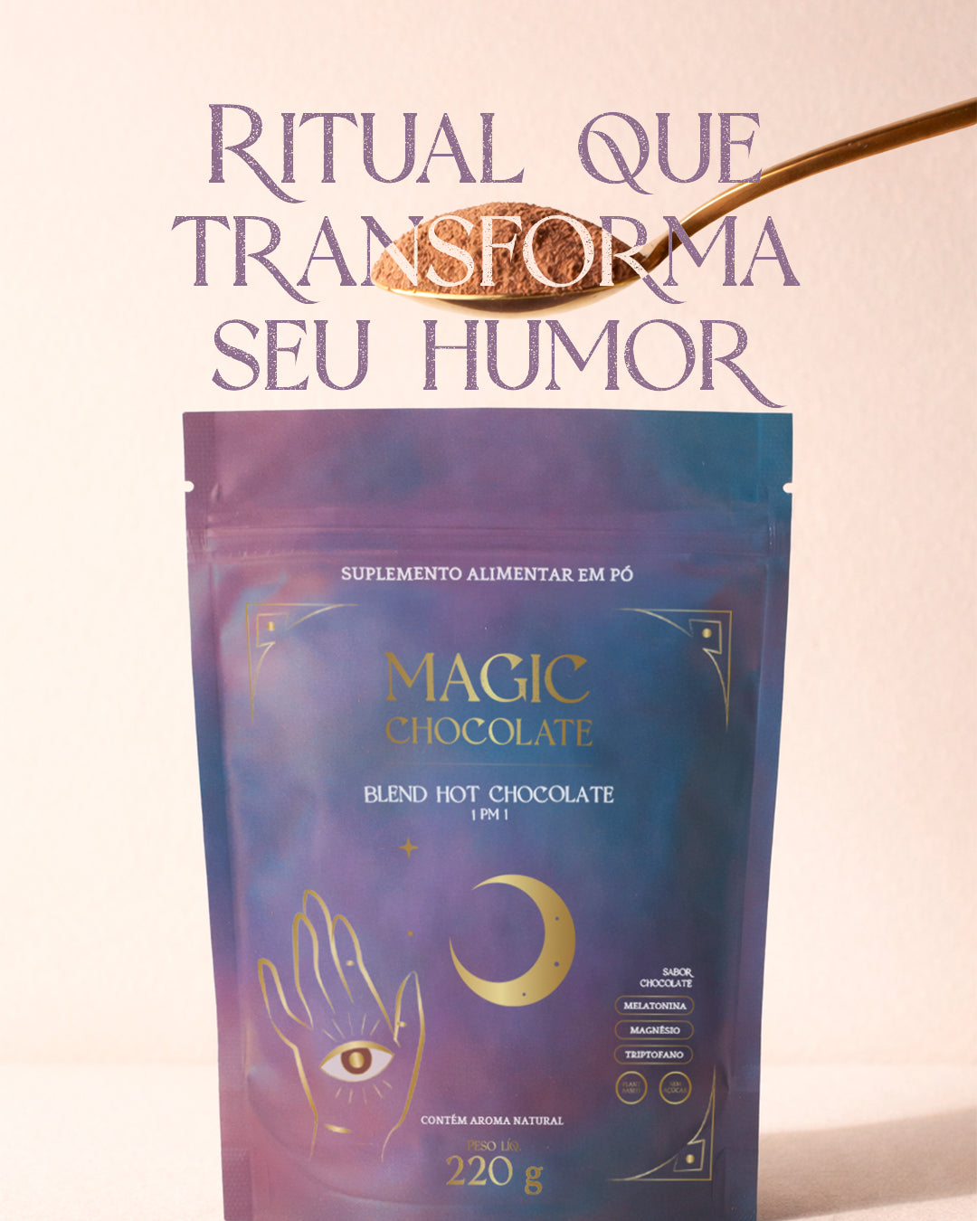 Cacau Relaxante Em pó - Achocolatado para dormir bem
